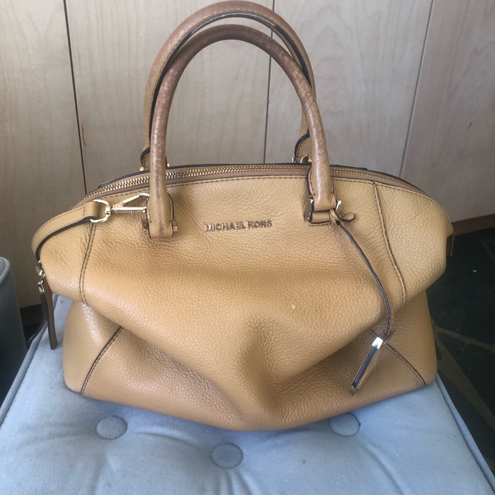 Michael Kors tan leather satchel bag